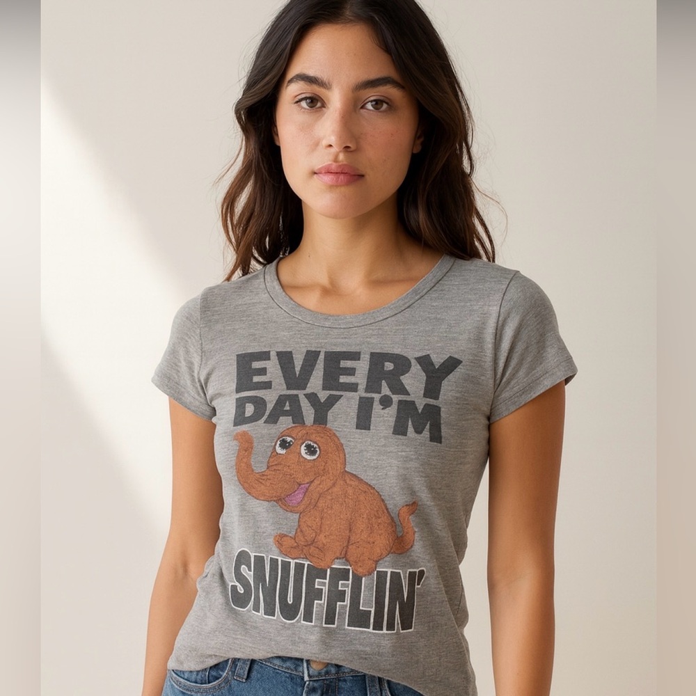 Retro Sesame Street snuffleupagus Gray T-Shirt sz xs